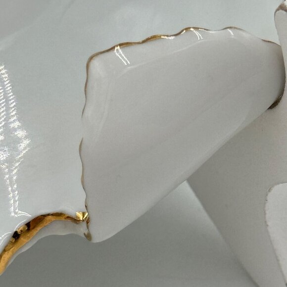 Gold Gilt ANDREA Lotus Flower Trinket, Candy, Nut Dish. Butterfly, Scarab Beetle - Picture 4 of 11